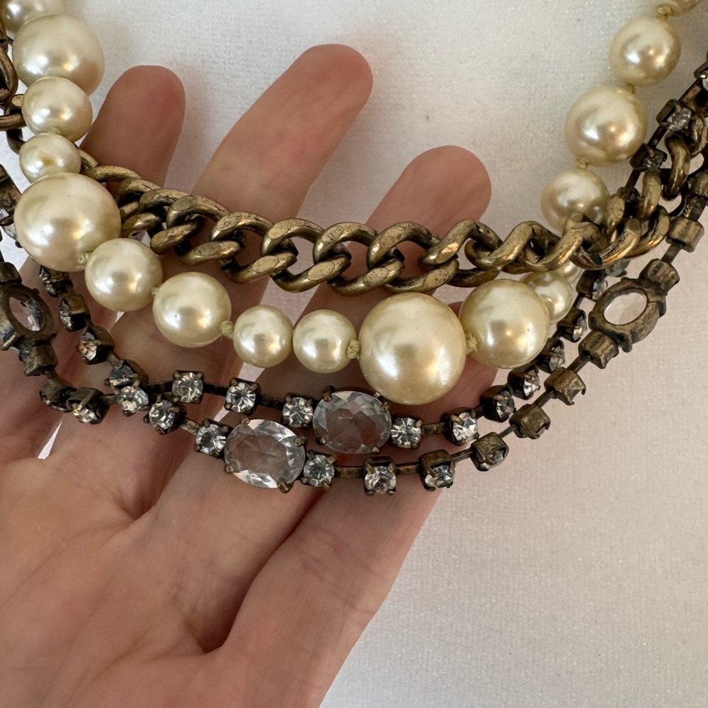 Fenton Fallon for J. Crew Pearl and Mixed Metal Multi-Strand Necklace - Picture 2 of 3
